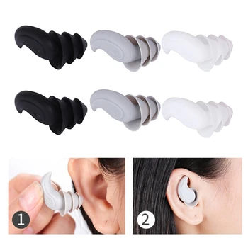 1 пара 3-слойных мягких силиконовых затычек для ушей, конические беруши с шумоподавлением для сна, для детей, плавающих, изучающих самолеты