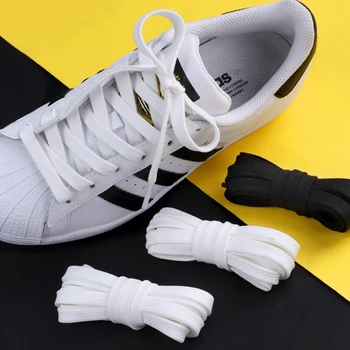 1 пара Классических шнурков на плоской подошве, черные, Белые Шнурки для обуви, Двойные Тканевые Нескользящие Шнурки из полиэстера, Повседневные Спортивные Шнурки 100/120/140СМ