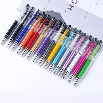 10-100шт Bling 2 в 1 Цветной кристалл Емкостный сенсорный стилус шариковая ручка для iPad iPhone 12 13 Samsung телефон Android