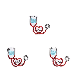 10 шт. Мультяшный Сердечный Стетоскоп, Нашивки, Вышивка, Наклейки для Медсестры, Значок для одежды 