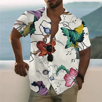 2022 Гавайские Тропические рубашки для мужчин с 3D цветочным принтом, короткие рукава, Футболки для пляжного отдыха, Топ, мужская рубашка Оверсайз, блузка Camisa