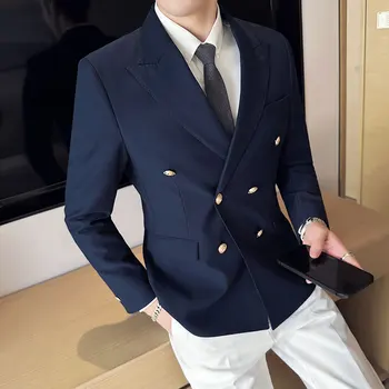 2023 Новая мужская мода Джентльменский плед Итальянский Стиль Хостинг Комфорт для работы Досуг Бизнес Корейская версия Ремонт Свадебного блейзера