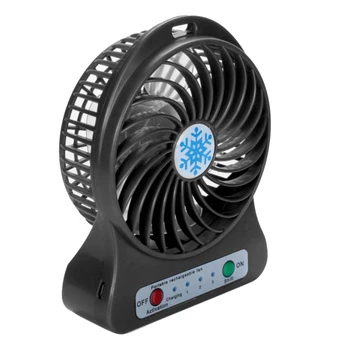 3X Портативный перезаряжаемый мини-вентилятор Воздушный охладитель Мини-настольный вентилятор USB-охлаждения Перезаряжаемые ручные вентиляторы Черный