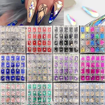 400 штук разноцветных высококачественных стеклянных украшений для ногтей, набор стразов для ногтей, разноцветные стеклянные украшения для ногтей с кристаллами AB 