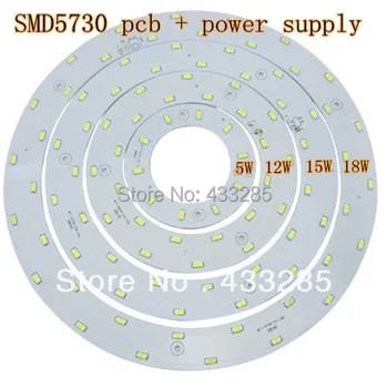 5 Вт 12 Вт 15 Вт светодиодная ПАНЕЛЬ Circle Light 85 В-265 В переменного тока SMD 5730, светодиодная круглая потолочная доска, круглая лампа для столовой