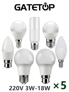 5 шт., заводская акция, светодиодная лампа-прожектор, Т-образная лампа 220 В, 3 Вт-18 Вт, высокий люмен, теплый белый свет подходит для кухни, кабинета, туалета