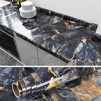 60 см Кухонная масляная наклейка самоклеящийся мраморный узор водонепроницаемый шкаф плита столешница обои для рабочего стола ремонт ванной комнаты