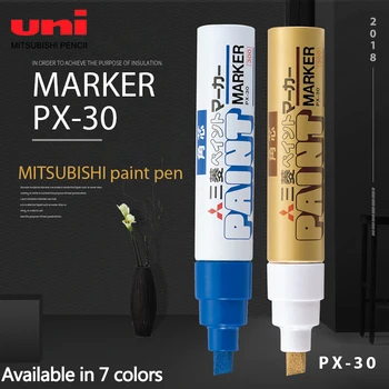 7 Шт Японская Ручка UNI Paint Pen PX-30 Толстая Ручка Word Wide Touch Up Промышленная Ручка С Косой Головкой Толстый Маслянистый Перманентный Маркер для Краски