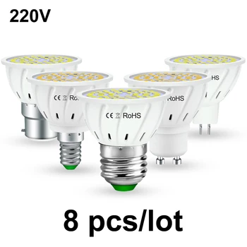 8ШТ GU10 LED MR16 Точечная Лампочка E14 5 Вт 7 Вт 9 Вт E27 Светодиодная лампа B22 Ампула светодиодный Прожектор 220 В GU5.3 Bombillas LED gu 10 2835