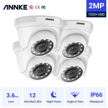 ANNKE 2шт 2-Мегапиксельная Камера системы видеонаблюдения с разрешением 1080P HD, ИК-камера ночного видения, Аудиозапись, Водонепроницаемый корпус, Комплект камеры