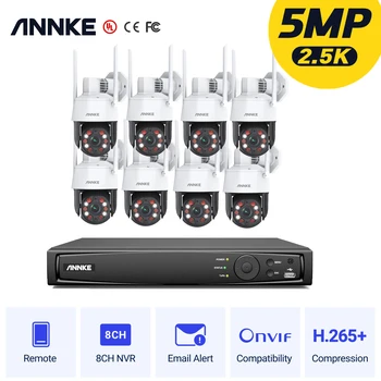 Annke 5MP PTZ Wifi IP Камера Комплекты видеонаблюдения H.265 Наружный Искусственный Интеллект Человека Автоматическое Отслеживание 20-Кратный Зум Двухсторонняя аудио Камера Для Защиты Безопасности