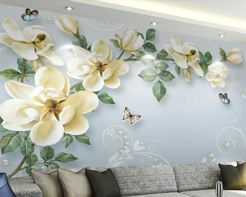 Beibehang Обои на заказ, домашний декор, ручная роспись маслом, цветок, европейский телевизор, диван, фон, настенные фрески, 3D обои