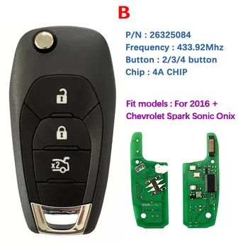 CN014100 Сменный 2/3/4 кнопочный флип-ключ для 2015 + Chevrolet Cruz Trax Sonic Spark 433,92 МГц FSK 4A чип P/N Номер 26325084
