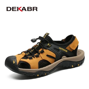 DEKABR/Новая летняя мужская обувь, уличная повседневная обувь, сандалии, нескользящие кроссовки из натуральной кожи, высококачественные мужские пляжные сандалии