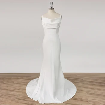 DIDEYTTAWL, Свадебное платье Русалки на бретельках с капюшоном и открытой спиной, Свадебное платье с шлейфом, 2023, Свадебное платье с простым шлейфом, реальное фото