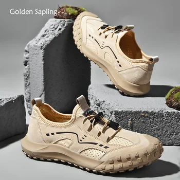 Golden Sapling/Мужская повседневная обувь в стиле ретро в стиле Ретро, Классическая походная обувь Для отдыха, Тактическая обувь, мужские мягкие резиновые горные туфли на плоской подошве