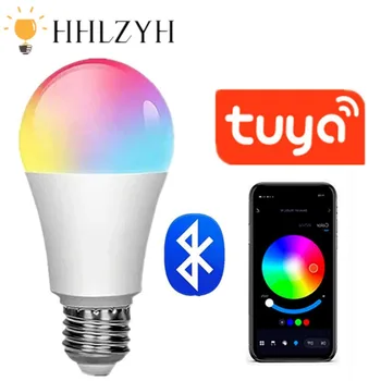 HHLZYH 15 Вт Светодиодные лампы RGBW Tuya E27 Smart Light Bluetooth-совместимая Лампа, Меняющая Цвет, Лампада RGB + CCT Decor Home AC85-265V