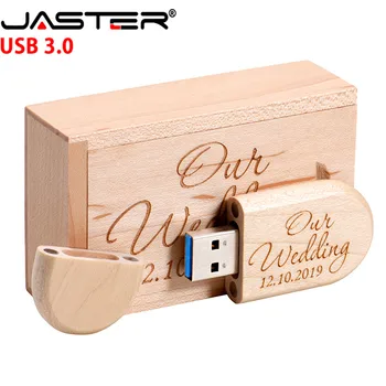 JASTER usb флэш-накопители USB 3.0 (бесплатный пользовательский логотип) кленовый орех деревянный usb + коробка Memory stick флешка 8 ГБ 16 ГБ 32 ГБ подарок