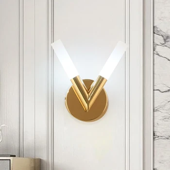 Jmzm Современный светодиодный настенный светильник золотого цвета, Фоновая стена для гостиной, Прикроватная тумбочка для спальни, зеркало в ванной, Передняя настенная лампа, лампа для прохода в коридоре