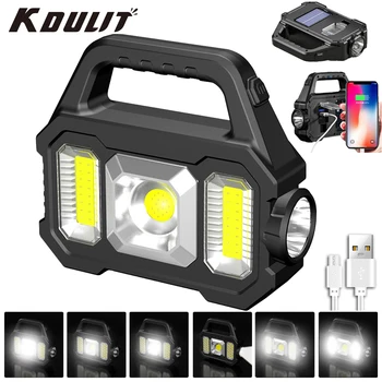 KDULIT LED Портативные солнечные рабочие лампы USB перезаряжаемый фонарик мощностью 500 лм, ручной прожектор, блок питания, фонарь для кемпинга COB