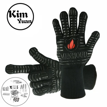 KIM YUAN Перчатки для приготовления барбекю на гриле, прихватки для духовки для дополнительной защиты предплечий для камина, выпечки, прихватки и духовки