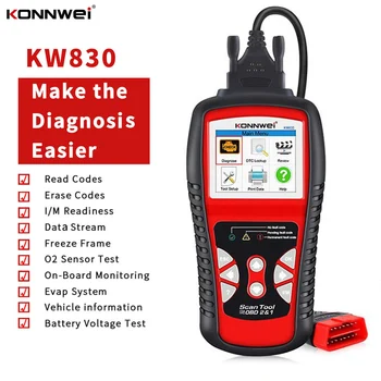 KONNWEI KW830 OBDII Тестер автомобильного аккумулятора Инструмент Для Ремонта Автоматический сканер кода OBD 2 Проверка Неисправности двигателя Инструменты Диагностического сканера Автомобиля