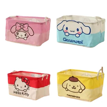 Kawaii Sanrio, милая складная холщовая корзина для хранения Мелодий, корзина для пудинга, корзина для сортировки мусора, корзина для хранения игрушек, подарочная игрушка
