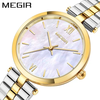 MEGIR Кварцевые часы Абсолютно новые, лучший бренд, высококачественные женские часы с ремешком из нержавеющей стали, водонепроницаемые часы длиной 30 м, повседневные часы Reloj