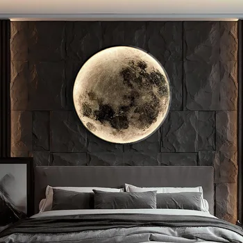 Moon Led Настенный светильник Современный арт-деко Настенные светильники для гостиной, спальни, коридора, Фоновая настенная лампа, светильник для помещений