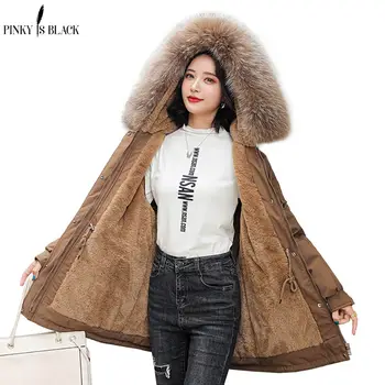 PinkyIsBlack 2021 Зимняя Куртка Женская Персонализированная Модная Теплая Меховая Подкладка Хлопковое Женское Пальто Толстого Качества С Капюшоном Зимние Парки