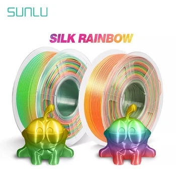 SUNLU SILK PLA 1 кг Нити Накаливания 1,75 мм С эффектом радуги Плавно Печатает Яркий цвет, меняющийся каждые 18 метров