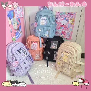 Sanrio Школьный женский рюкзак для девочек, кампусный рюкзак, универсальный подарок для ученицы младших классов средней школы, рюкзак Kuromi Hello kitty