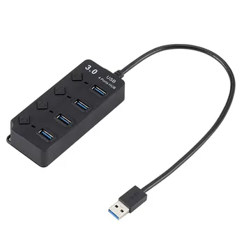 USB 3.0 4-портовый концентратор с ключевым переключателем 4 HUB Концентратор USB3.0 Разветвитель от одного до четырех с поддержкой 