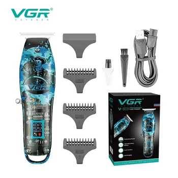 VGR Триммер для волос Профессиональная Машинка Для Стрижки Волос Прозрачная Машинка Для Стрижки Беспроводные Электрические Машинки для Стрижки с Цифровым Дисплеем для Мужчин V-923