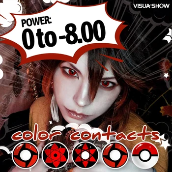 VISUASHOW 2 шт. Цветные контактные линзы для Хэллоуина, линзы для аниме, Косплея, Разноцветные Белые, черные, Красные линзы