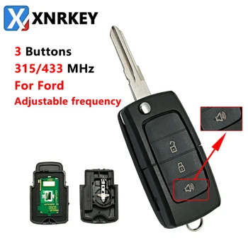 XNRKEY 3 Кнопки Складной Флип Дистанционный Автомобильный Ключ 315/433 МГц для Ford Panic Button Дистанционный Автомобильный Ключ Регулируемая Частота