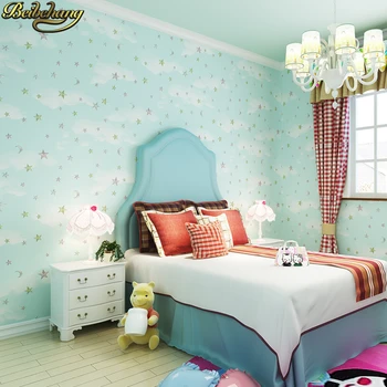 beibehang papel de parede 3d голубая Звезда Луна обои для детской комнаты, домашний декор, украшение гостиной для мальчиков и девочек