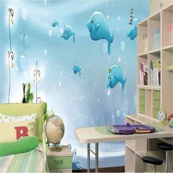 beibehang papel de parede красота детская комната обои для спальни фрески обои фон мультфильм мальчик подводный мир Комната