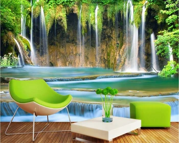beibehang Настройте любой размер обоев papel de parede водопад трехмерный пейзаж фон настенная живопись