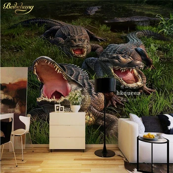 beibehang Пользовательские Ужасные обои с изображением крокодила для стен 3 d Гостиная Спальня ТВ Фон обои Фотообои