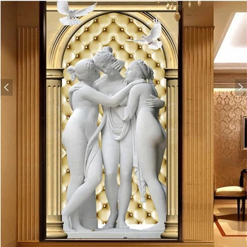 beibehang Пользовательские фотообои 3D обои стерео Европейская римская колонна мягкая упаковка девушка скульптура таинственный фон обои