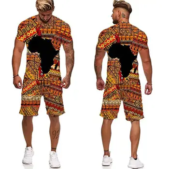 Африканская мужская одежда, Мужской комплект толстовки и мужские брюки, мужской спортивный топ с коротким рукавом, 2 предмета, координаты Fashion Gentleman