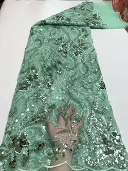 Африканская тюлевая кружевная ткань для Жениха 2023, Высококачественное кружево 5 ярдов, Нигерийская французская кружевная ткань с пайетками для свадебных платьев