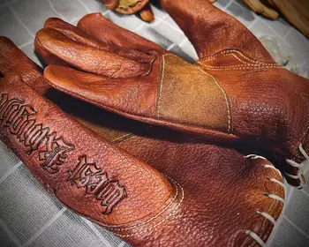 Винтажные кожаные перчатки для мотогонок ручной работы