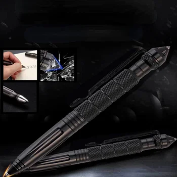 Военно-тактическая ручка для Самообороны Металлического Цвета, Шариковые ручки высокого качества для школьников, офиса, Аварийная ручка для разбивания стекла