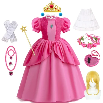 Детский Карнавальный Костюм Принцессы на Хэллоуин, Персиковый, Сладкий Костюм для девочек, Розовая Одежда, Косплей, Детское Нарядное Розовое платье для 2-10 Лет