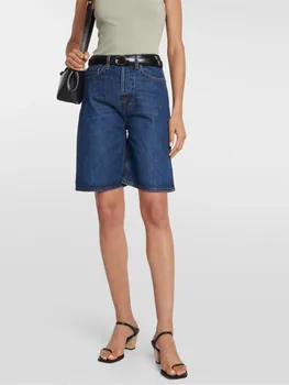 Женские классические прямые джинсовые шорты, 2 цвета, хлопок 2023, Летние женские джинсы с высокой талией