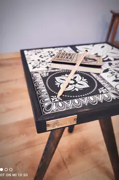 Журнальный столик в деревенском стиле, Высококачественный кофейный столик Lotus Black 32x32 см, натуральный керамический столик