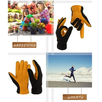 Зимние Теплые перчатки из ветрозащитной желтой кожи, толстые лыжные перчатки для повседневной носки, устойчивые к разрывам, Не скользящие Спортивные рукавицы для садоводства M