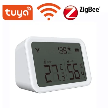Интеллектуальная сигнализация Tuya ZigBee/WIFI, датчик температуры и влажности, датчик освещенности, может дистанционно управляться мобильным телефоном
